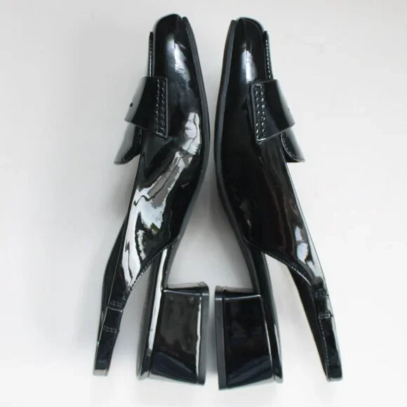 Kenneth Cole Reaction Womens Black Patent Lewis Sling Loafer Block Heels Size 9 - Picture 6 of 8